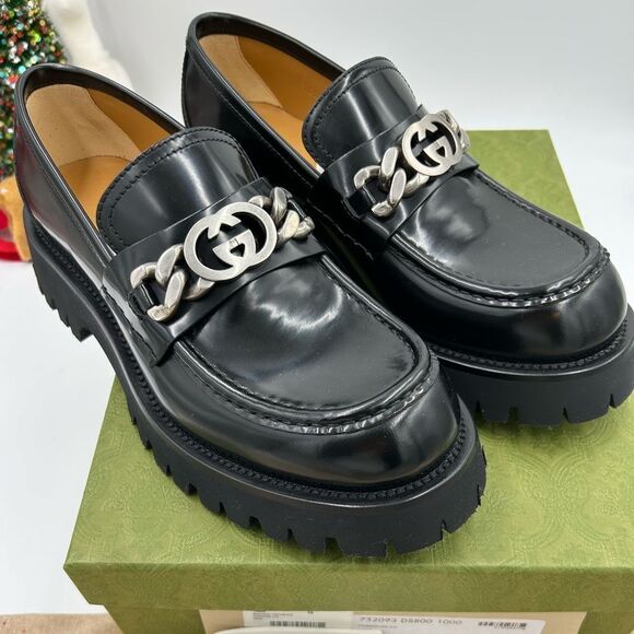 Men’s Gucci interlocking G lug sole loafers size 10 made in Italy - Picture 1 of 9